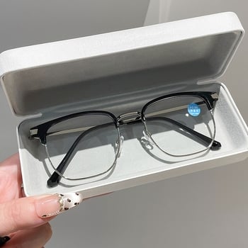 Olvasó szemüveg, fém félkeret, kékfény elleni védelem, HD szemvédelem, négyzetes keret