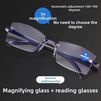 Szemüveg olvasáshoz keret nélküli, PC lencsékkel, anti-kék fény, UV védelem és anti-radiáció