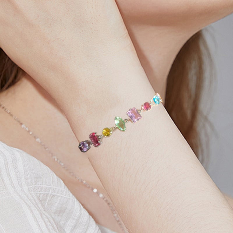 Miaoyue Jewelry cirkón geometriai karkötő | Friss és édes stílus | Női kéz ékszere