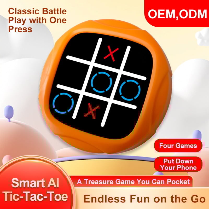 Elektronikus Tic-Tac-Toe játék — négy az egyben, műanyag/PU, 7–14 éveseknek, szellemi fejlesztés, interaktív játék