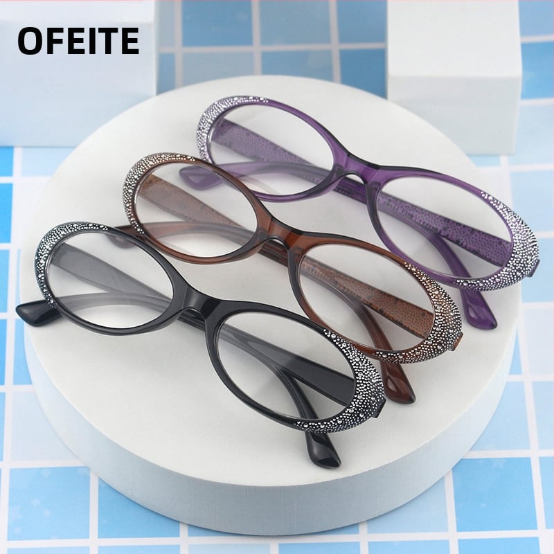 Preszbióp olvasó szemüveg ovális kerettel, PC lencsékkel és anti-kék fény védelemmel felnőtteknek