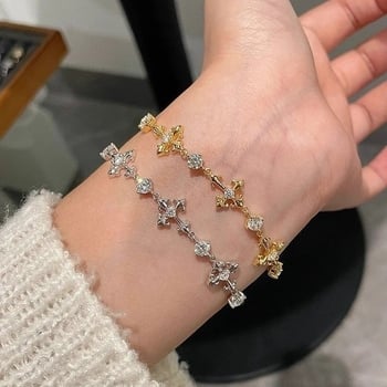 Írisz virágos cirkónium karkötő - uniszex, geometriai kialakítás, retro udvar-stílus, könnyű luxus; anyag: réz-plasztik; bevonat: elektroplating