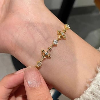 Írisz virágos cirkónium karkötő - uniszex, geometriai kialakítás, retro udvar-stílus, könnyű luxus; anyag: réz-plasztik; bevonat: elektroplating