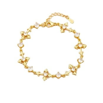 Írisz virágos cirkónium karkötő - uniszex, geometriai kialakítás, retro udvar-stílus, könnyű luxus; anyag: réz-plasztik; bevonat: elektroplating