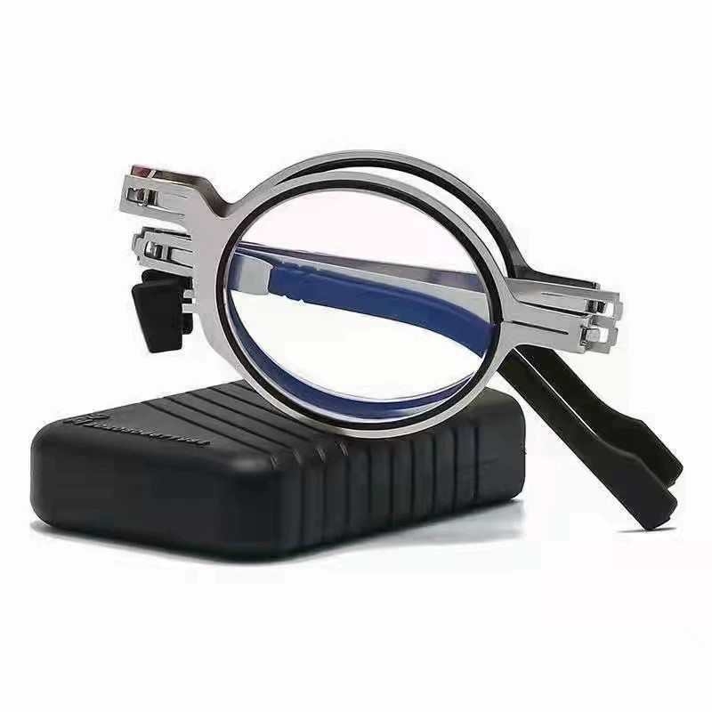 Szemüveg olvasáshoz, összecsukható, ultra könnyű, nagy felbontású, anti-kék fény és anti-sugárzás a presbyopia számára, fém keret