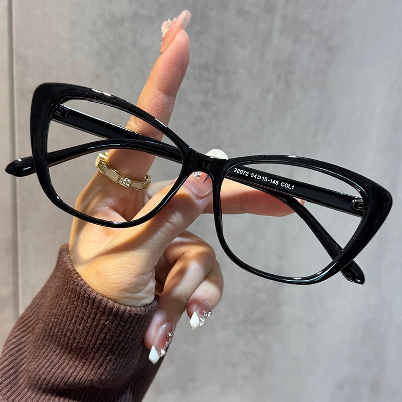 Cat-eye olvasó szemüveg anti-kék fény lencsékkel, teljes keretű műanyag keret, 2025 tavaszi megjelenés