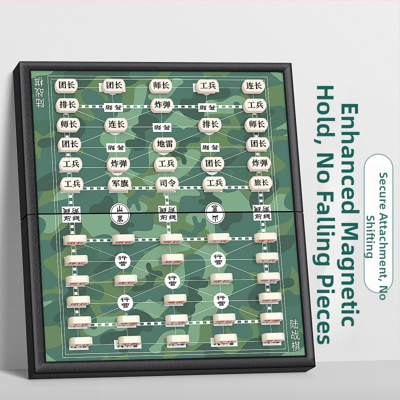 Katonai sakk készlet mágneses táblával; anyag: PVC + mágnes; sakk játék; 7–14 év közötti korosztály; csomagolás: doboz