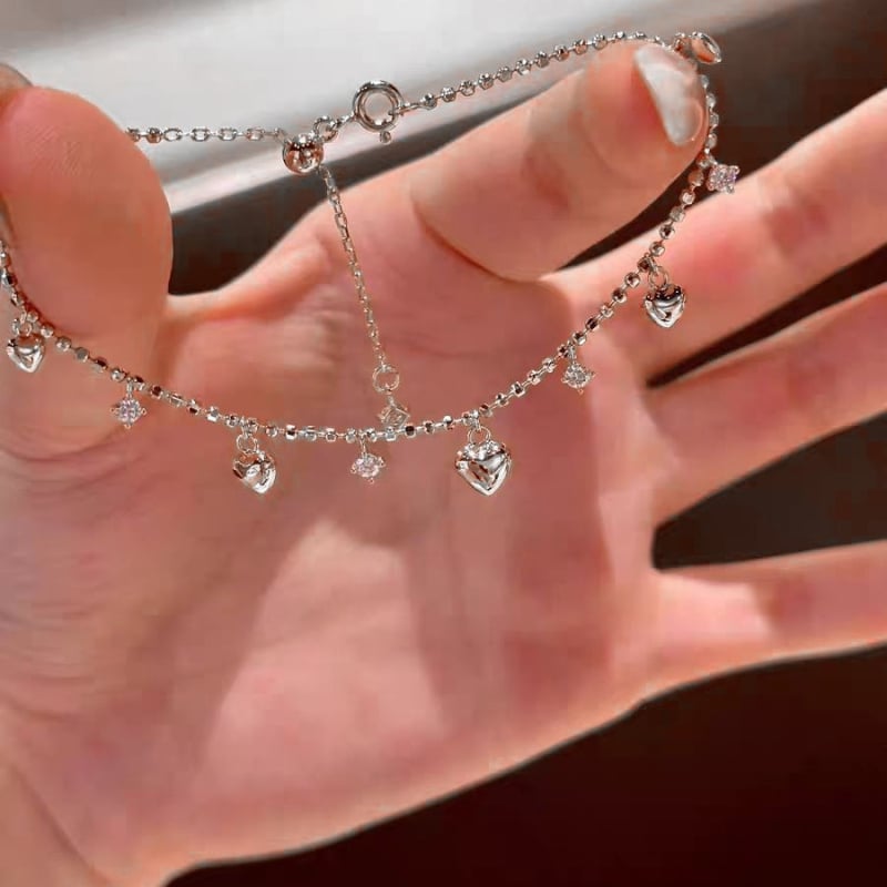 Szív alakú medálos láncos karkötő - Minimalista, Uniszex, kézre való ékszer