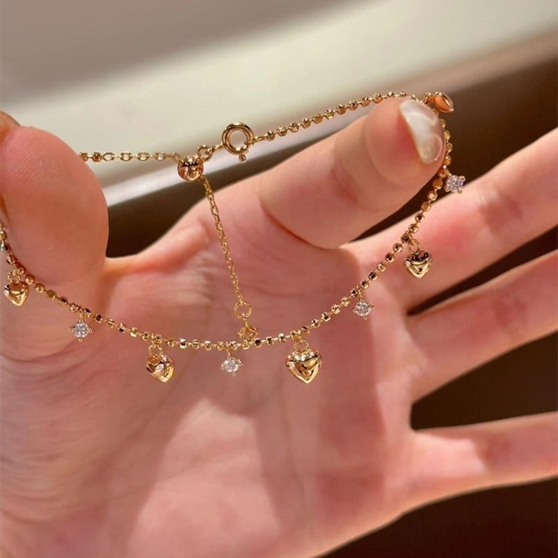 Szív alakú medálos láncos karkötő - Minimalista, Uniszex, kézre való ékszer