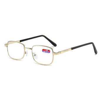 HD üveg lencséjű olvasószemüveg, karcolás- és hőálló, teljes fém keret, középkorúak és idősek számára