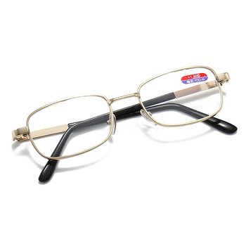 HD üveg lencséjű olvasószemüveg, karcolás- és hőálló, teljes fém keret, középkorúak és idősek számára