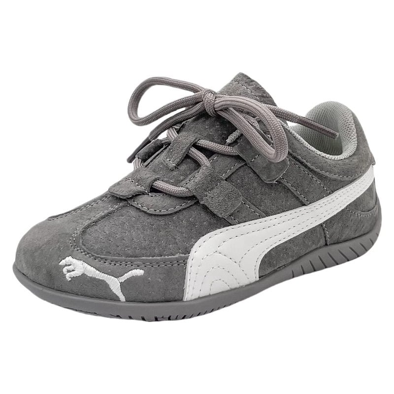 Унисексови детски спортни обувки за бягане, горна част от изкуствена кожа, гумена подметка, закопчаване с велкро, модел на ивици, дишащи и износоустойчиви за есента