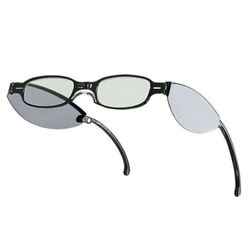 Olvasószemüveg - összecsukható, kompakt, műgyanta lencsék, ovális keret, teljes keret, fém/TR90 keret, modell 6028, felnőtteknek