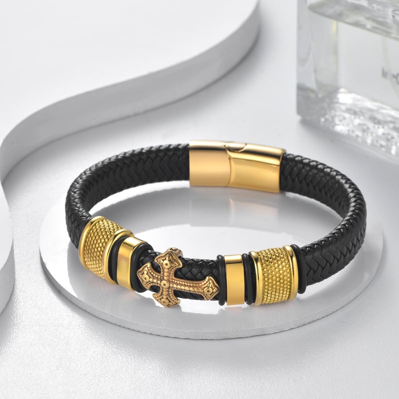 Rozsdamentes acél karkötő elektroplakált bevonattal, férfiaknak, hip-hop stílus, geometriai dizájn