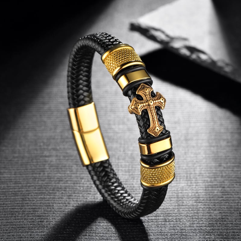 Rozsdamentes acél karkötő elektroplakált bevonattal, férfiaknak, hip-hop stílus, geometriai dizájn