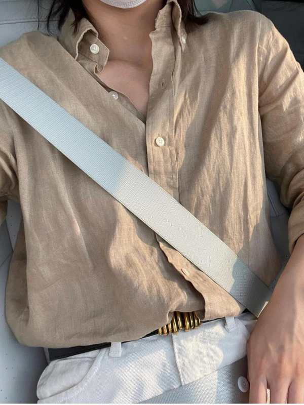 Uniszex len-kanapé hímzett polo felső, hosszú ujjú, laza szabás, UV védelem, őszi 2024