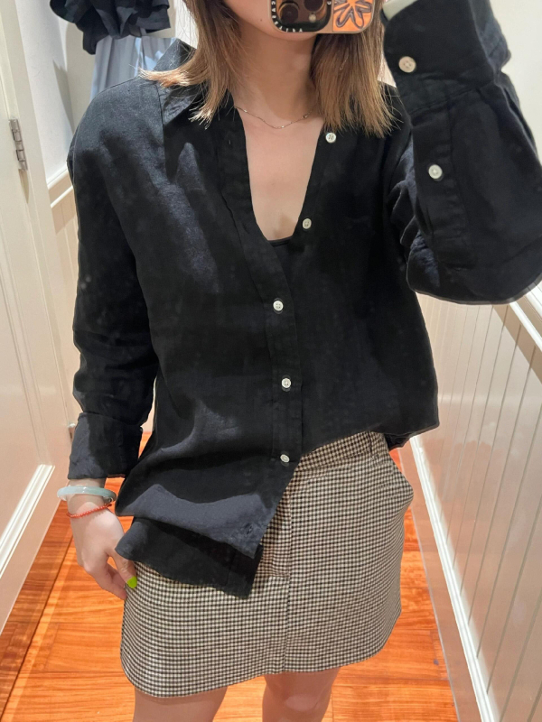 Uniszex len-kanapé hímzett polo felső, hosszú ujjú, laza szabás, UV védelem, őszi 2024