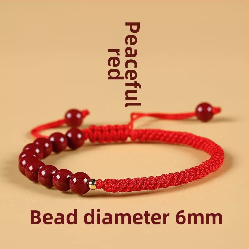 Циннабар гривна от връв, изкуствена кожа, етнически стил, ръчна плетка, пролет 2025