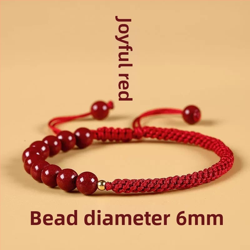 Циннабар гривна от връв, изкуствена кожа, етнически стил, ръчна плетка, пролет 2025