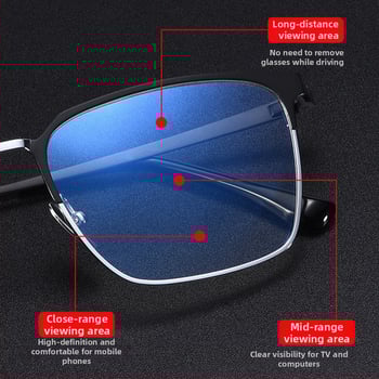 Bifokális olvasó szemüveg tiszta titán kerettel, lencsék gyantából, kékfény-védelem és UV-védelem, idősek számára