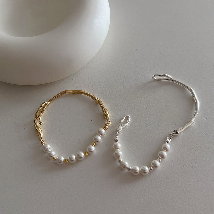 RONERAI Női karkötő – szabálytalan fém gyöngyökkel, geometriai dizájn, retro hatás, egyszerű és elegáns.