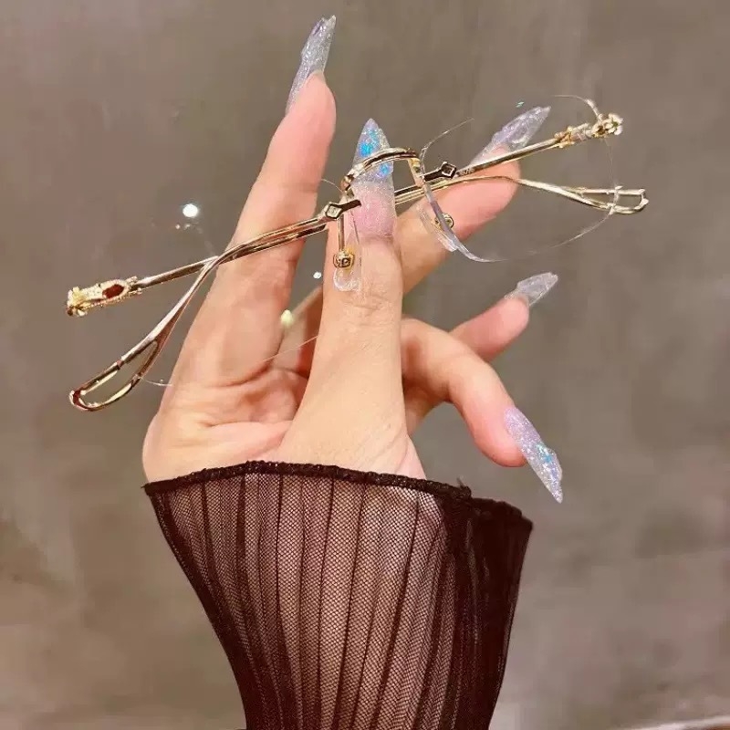 Ochelari de citit fără ramă, pătrați, cu lentile din rășină, anti-lumină albastră, cu suport pentru miopie, ramă PC și metal, lansare primăvara 2023