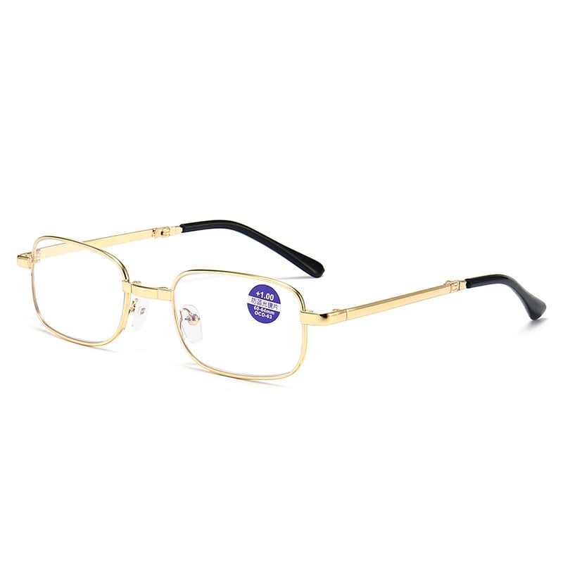 Fém négyzetes presbiópia szemüveg, HD műgyanta lencsékkel, aszférikus, anti-kék fény