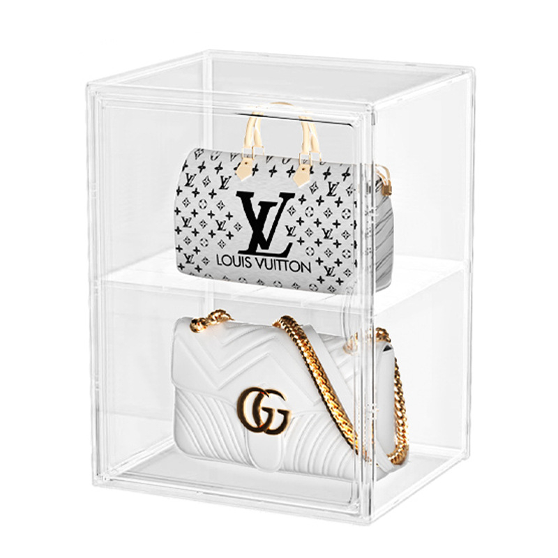 DH767 Cutie transparentă pentru încălțăminte cu capac, PET plastic, 25 L, cu compartimente, stivuibilă, rezistentă la praf