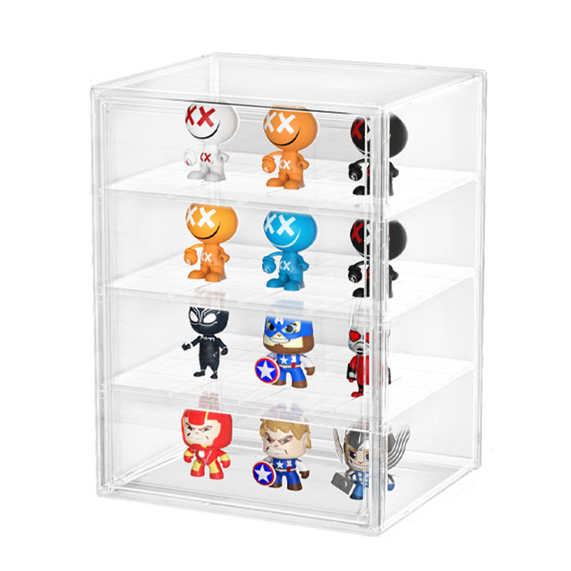 DH767 Cutie transparentă pentru încălțăminte cu capac, PET plastic, 25 L, cu compartimente, stivuibilă, rezistentă la praf