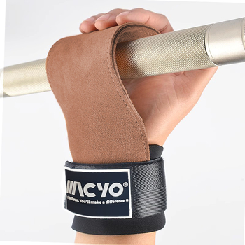 Fitnesz kesztyű csuklóvédővel és tenyérvédővel, mikroszálas bőrből, négy ujjas kialakítású, húzódzkodáshoz és súlyemeléshez