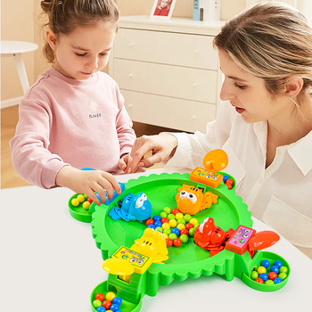 Kétfős asztali játék béka és gyöngyök, intellektuális puzzle gyerekeknek 4–6 évesek, műanyag