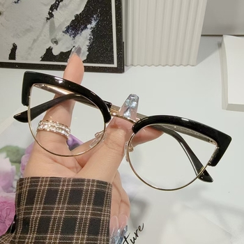 Cat-Eye olvasószemüveg, PC lencsékkel, anti-kékfény védelemmel, teljes keret, myopia-kompatibilis