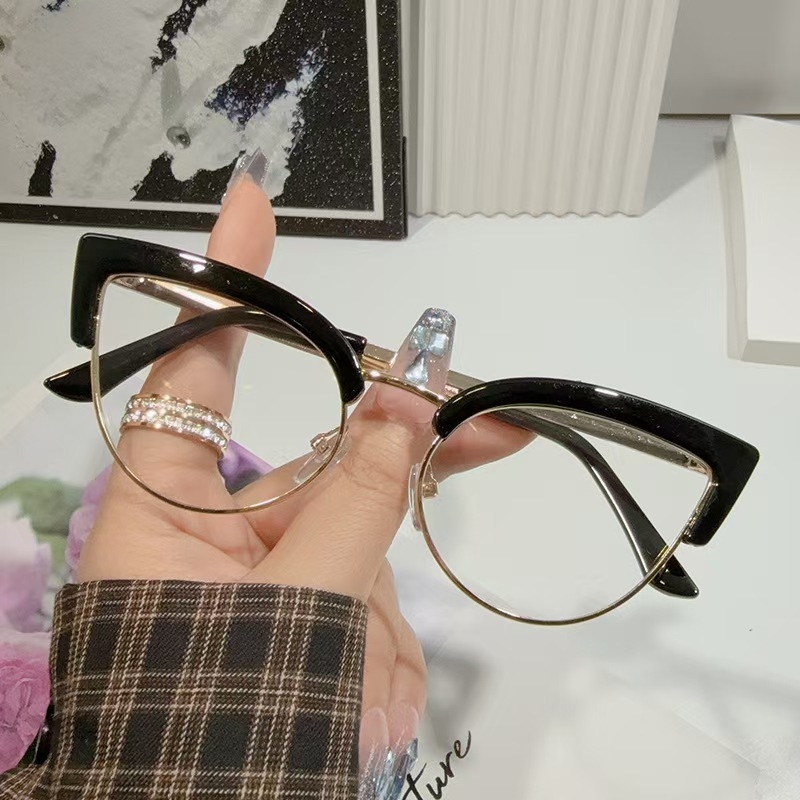 Cat-Eye olvasószemüveg, PC lencsékkel, anti-kékfény védelemmel, teljes keret, myopia-kompatibilis