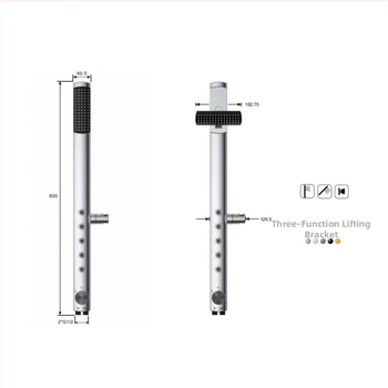 Otthoni zuhanyfejes nyomásos készlet, ABS test, krómozott felület, modern stílus, fúrás nélküli telepítés