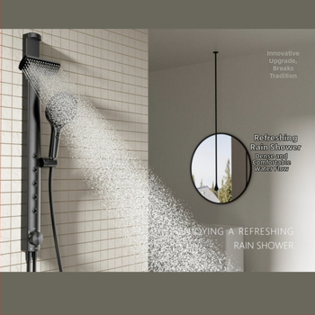 Otthoni zuhanyfejes nyomásos készlet, ABS test, krómozott felület, modern stílus, fúrás nélküli telepítés