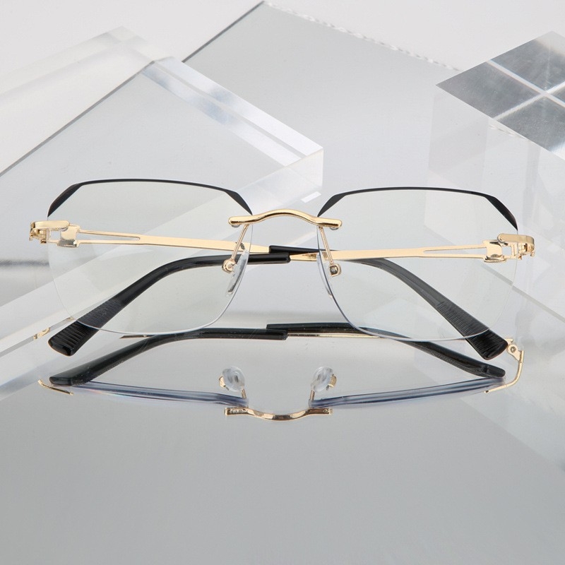 Anti-kékfényes olvasószemüveg keret nélküli, PC lencsékkel, felnőtteknek, fém karokkal, Taizhou eredet, 2024 tavasz megjelenés