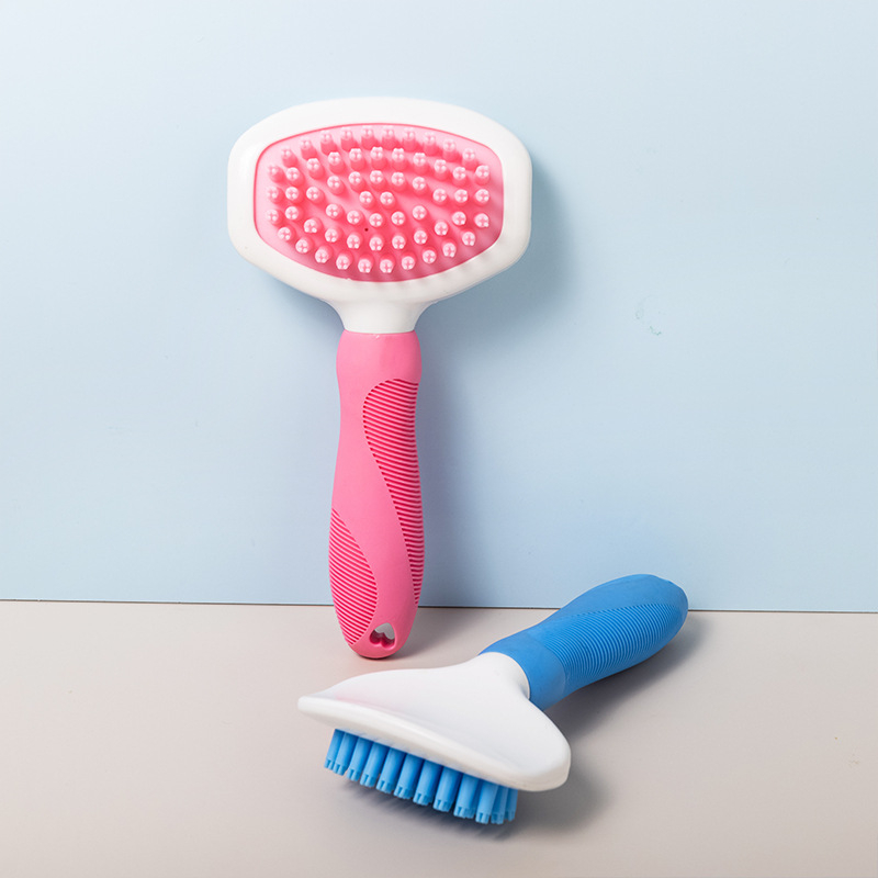 Állatgondozó deshedding fésű ívelt fejű, TPR anyagból, rövid szőrű kutyáknak