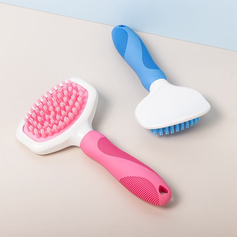 Állatgondozó deshedding fésű ívelt fejű, TPR anyagból, rövid szőrű kutyáknak