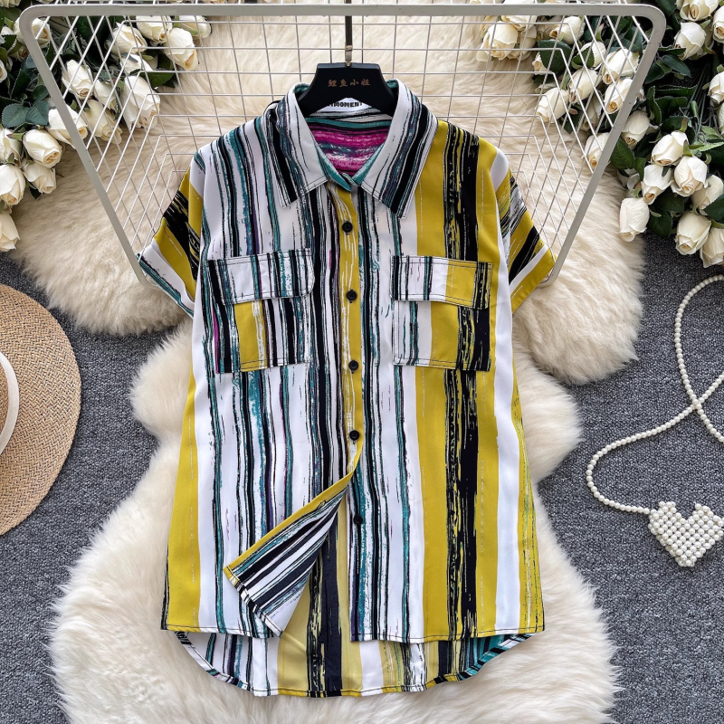 Poliészteres ing polo gallérral, rövid ujjú, szabványos szabás, 2025 nyár