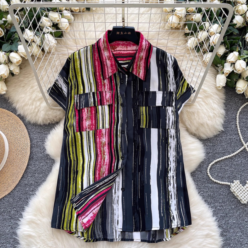 Poliészteres ing polo gallérral, rövid ujjú, szabványos szabás, 2025 nyár