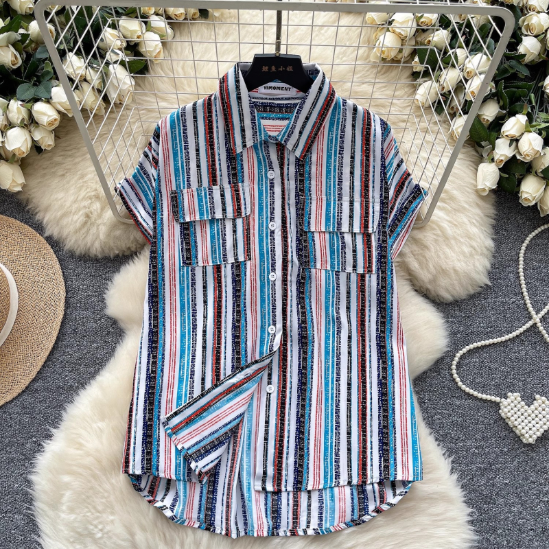 Poliészteres ing polo gallérral, rövid ujjú, szabványos szabás, 2025 nyár