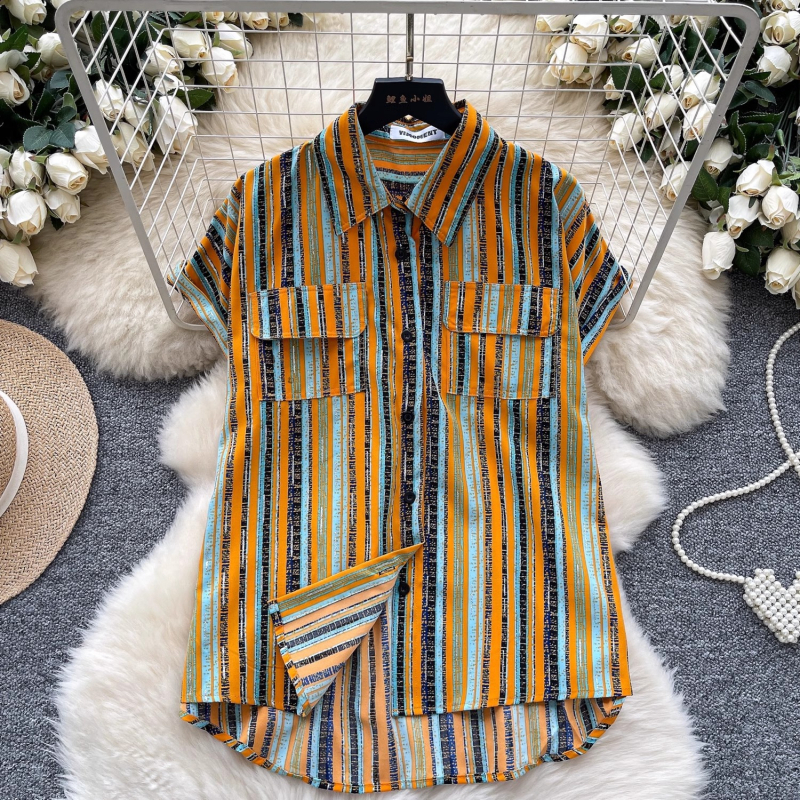 Poliészteres ing polo gallérral, rövid ujjú, szabványos szabás, 2025 nyár