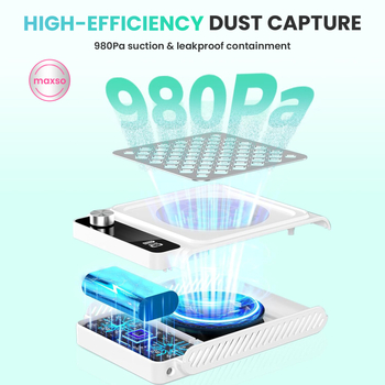 Maxso DC003 Mini aspirator cu baterie, silențios, pentru praf de unghii, curățare în timpul șlefuirii, destinat artei unghiilor