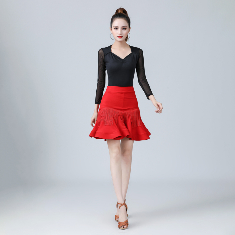 Női latin tánc body hosszú háló ujjas, négy évszakos – modern táncruha, anyag: poliészter 90%