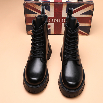 Martin csizmák férfiaknak – magas szárú, vastag gumitalp, oldalsó cipzár, 3-5 cm sarok, másodlagos marhabőr