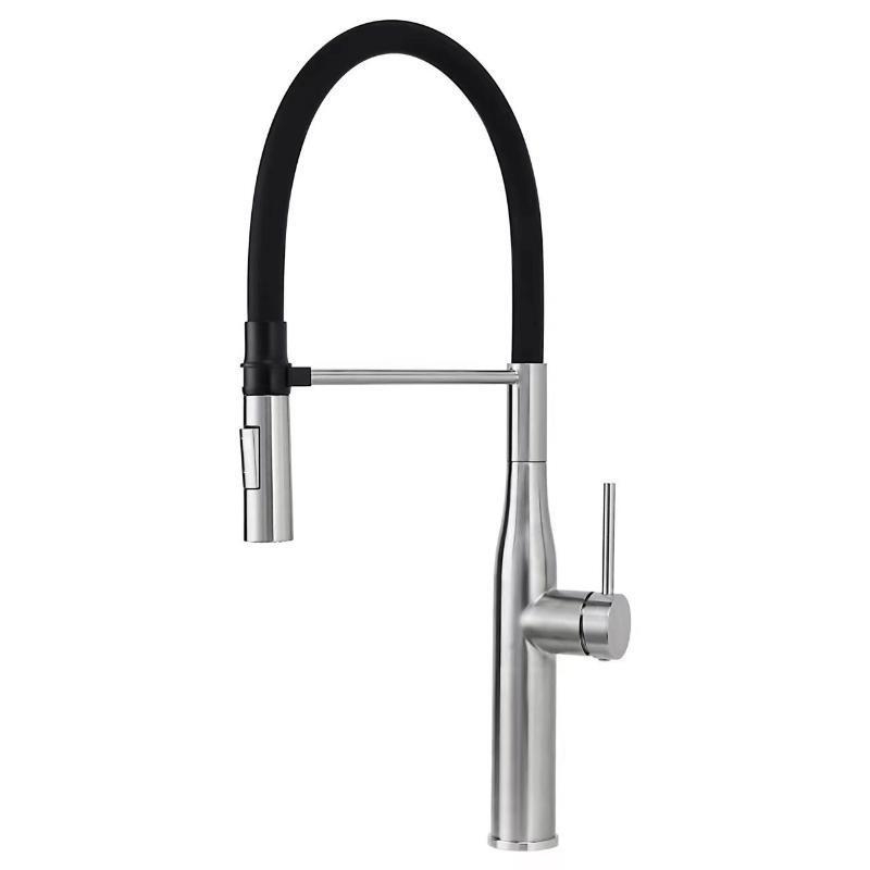 Kihúzható konyhai csaptelep, 304 rozsdamentes acélból, kerámia patronos szelep, 1/2in bemenet, 0-90°C