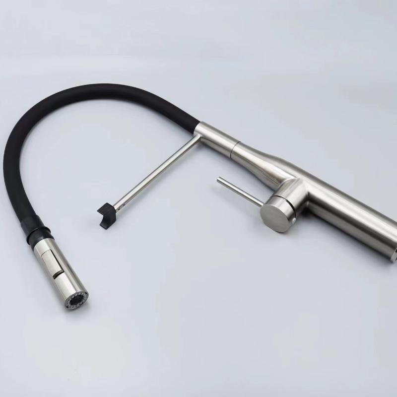 Kihúzható konyhai csaptelep, 304 rozsdamentes acélból, kerámia patronos szelep, 1/2in bemenet, 0-90°C