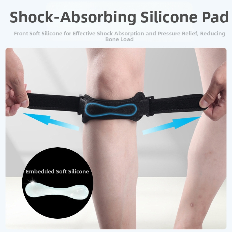 Sport térdvédő szalag: légáteresztő nylon-szilikon anyag, ütéscsillapító védelem, térdvédő, alkalmas kosárlabdára és más sportokra
