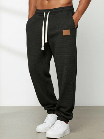 Pantaloni casual pentru bărbați cu croială dreaptă, talie medie, lungime cropped, amestec bumbac-poliester (55% poliester)