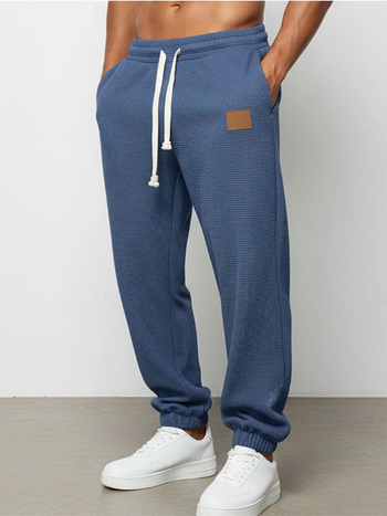 Pantaloni casual pentru bărbați cu croială dreaptă, talie medie, lungime cropped, amestec bumbac-poliester (55% poliester)